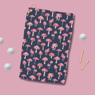 Mushroom Watercolor Pattern Golf Towel