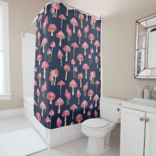 Mushroom Watercolor Pattern Shower Curtain