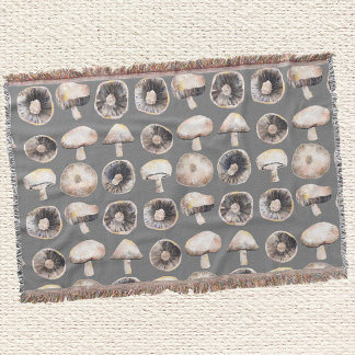 Mushroom Watercolor Throw Blanket