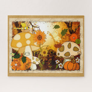 Mushroom Whimsical Autumn Fantasy Jigsaw Puzzle