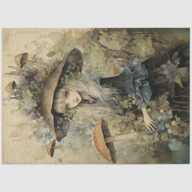 Mushroom Whimsical Fairy Spring Forest No1 Tissue Paper (Front)