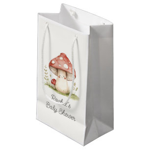 Mushroom Whimsical Gender Neutral Cute Baby Shower Small Gift Bag
