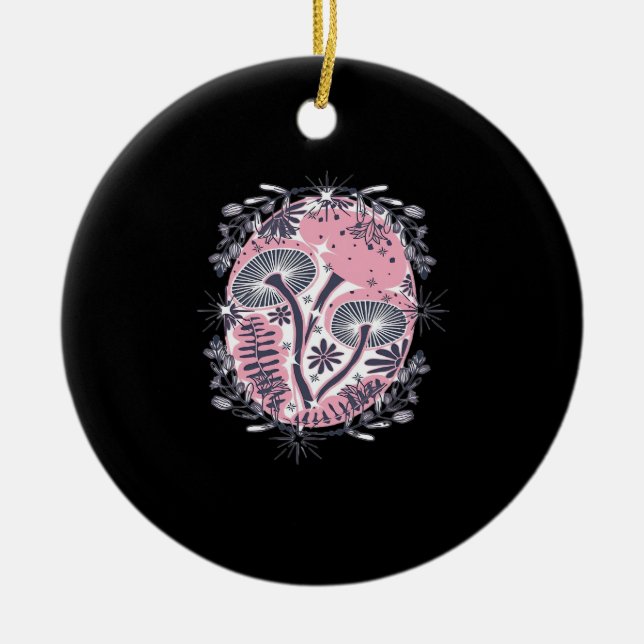 Mushroom Whimsigoth Art Design Classic Ceramic Tree Decoration (Front)