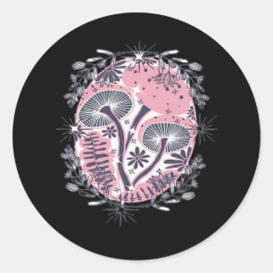 Mushroom Whimsigoth Art Design Classic Classic Round Sticker