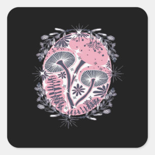 Mushroom Whimsigoth Art Design Classic Square Sticker