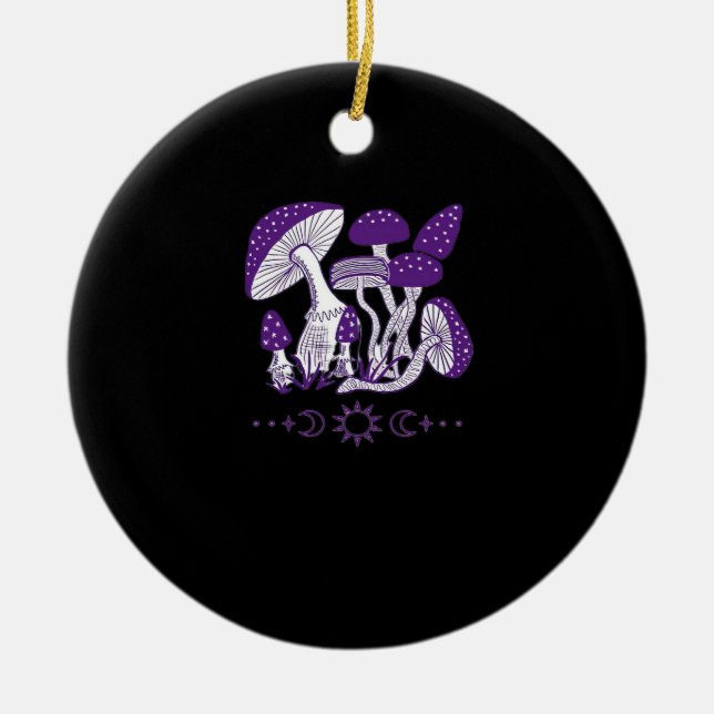 Mushroom Whimsigoth Vibes Ceramic Tree Decoration (Front)