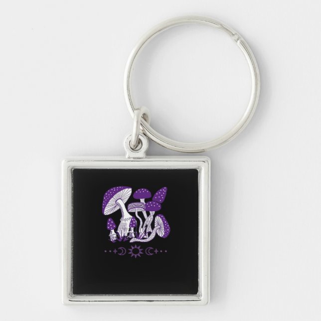 Mushroom Whimsigoth Vibes Key Ring (Front)