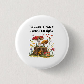 Mushroom & Wildflower, Nature Lover Inspirational 3 Cm Round Badge