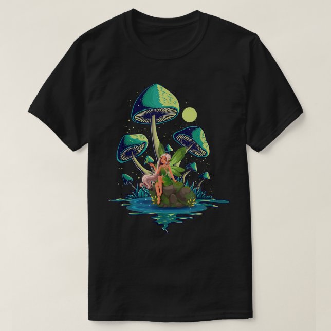 Mushroom With A Cute Fairy Morel Mushroom Fungus M T-Shirt (Design Front)