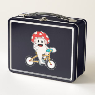 Mushroom with Bicycle.PNG Metal Lunch Box