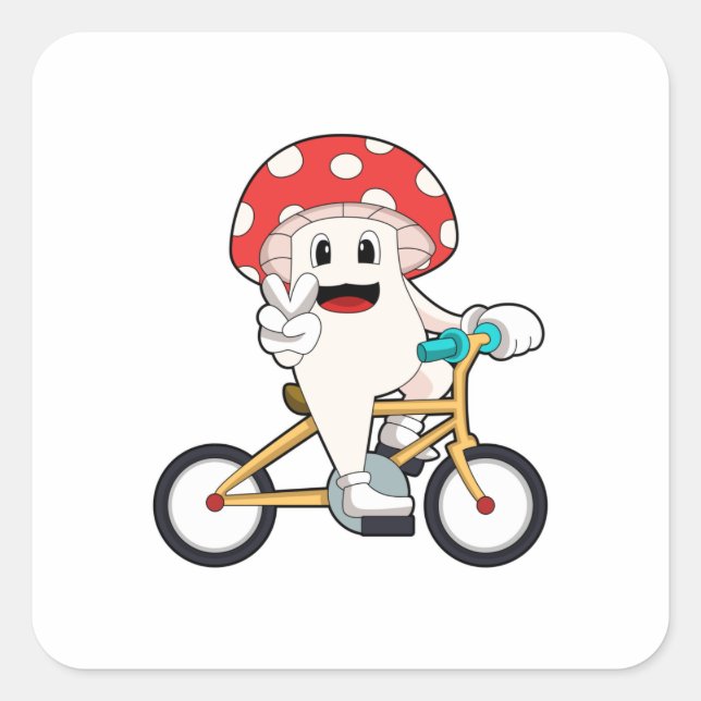 Mushroom with Bicycle.PNG Square Sticker (Front)