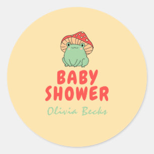 Mushroom with Frog Baby Shower Classic Round Sticker