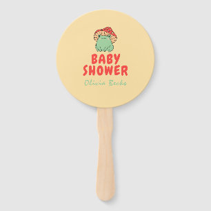 Mushroom with Frog Baby Shower Hand Fan