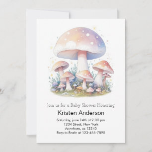 Mushroom Wonderland Enchantment Girl Baby Shower Invitation