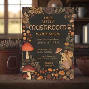 Mushroom Woodland Animal Forest Baby Shower Invitation