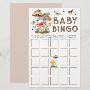 Mushroom Woodland Baby Shower Baby Bingo Game Card