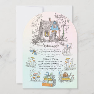Mushroom Woodland Cottagecore Arch Baby Shower Invitation