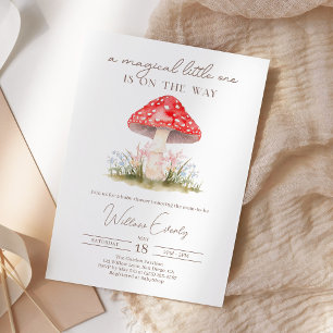 Mushroom Woodland Forest Whimsical Baby Shower Invitation