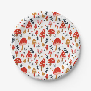 Mushroom Woodland Kathrin Legg Red Mushroom Party Paper Plate