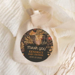 Mushroom Woodland Squirrel Baby Shower Classic Round Sticker