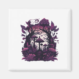 Mushroom Woods Whimsigoth Witchy Screenprint Desig Magnet
