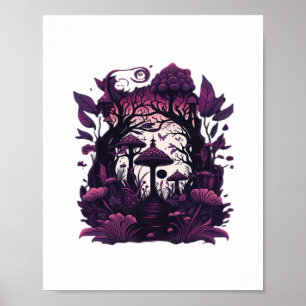 Mushroom Woods Whimsigoth Witchy Screenprint Desig Poster