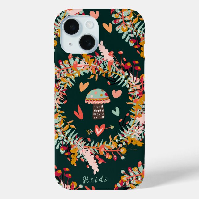 Mushroom Wreaths and Hearts Case-Mate iPhone Case (Back)