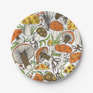 Mushrooms! 1970s Style Paper Plate