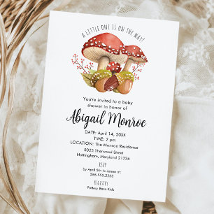 Mushrooms and Acorns Baby Shower Invitation
