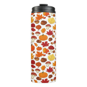 Mushrooms and Falling Leaves Enchanted Autumn Thermal Tumbler