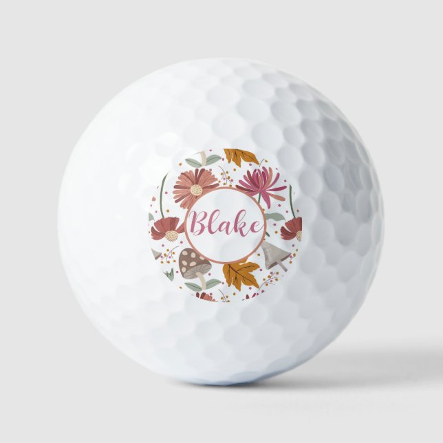 Mushrooms and Flower Blooms Ladies Golf Balls (Front)
