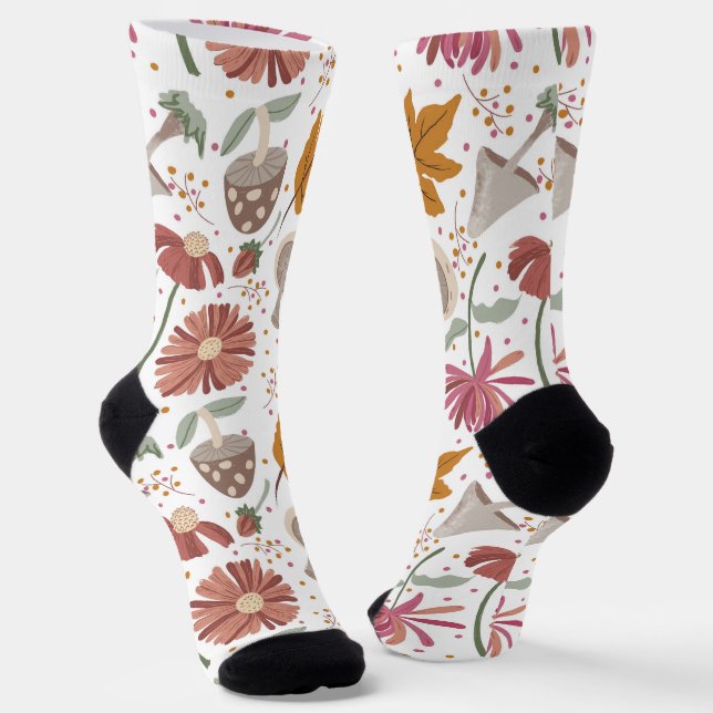 Mushrooms and Flowers  Socks (Angled)
