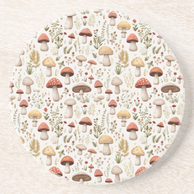 Mushrooms and Forest Flowers Coaster (Front)