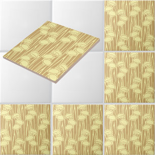 Mushrooms And Grass Pattern Tile