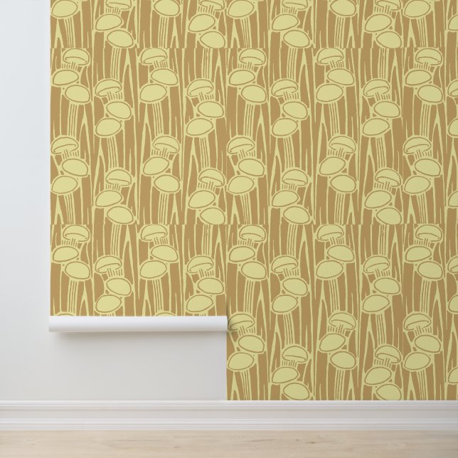 Mushrooms And Grass Pattern Wallpaper (Application)