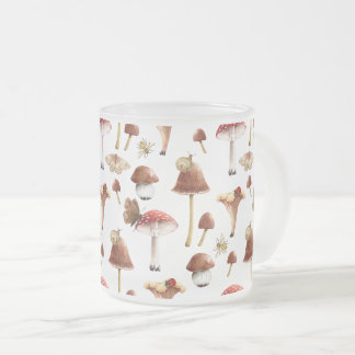 Mushrooms and Insects Forest Woodland Glass Mug