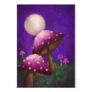 Mushrooms and moonlight photo print