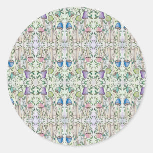 Mushrooms and Vines Classic Round Sticker