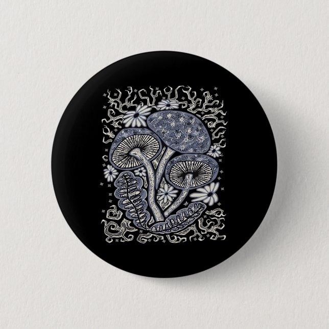 Mushrooms And Whimsigoth 6 Cm Round Badge (Front)