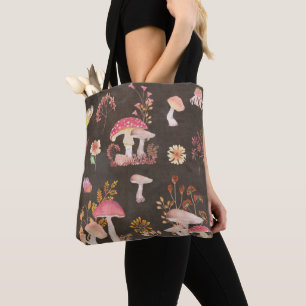 Mushrooms and wild flowers  tote bag