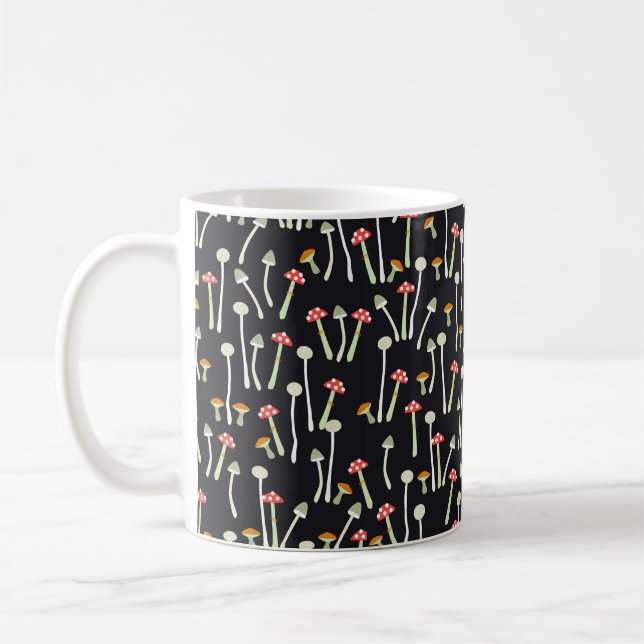 mushrooms,autumn,pattern  coffee mug (Left)