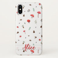 Mushrooms autumn soft pattern_white