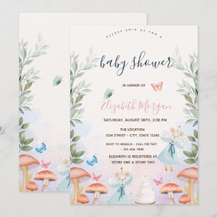 Mushrooms Baby Mouses Leaves Baby Shower Invitation