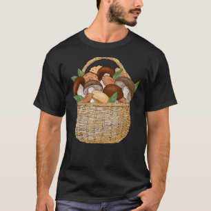 Mushrooms Basket Mycology Fungi Foraging Mushroom T-Shirt