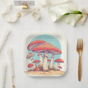 mushrooms Birthday or Shower  Paper Plate