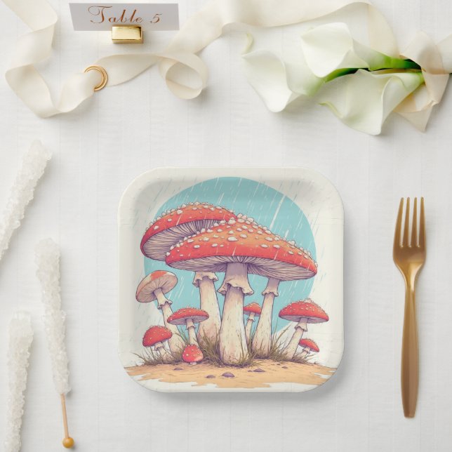 mushrooms Birthday or Shower  Paper Plate (Wedding)