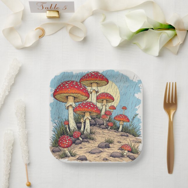 mushrooms Birthday or Shower  Paper Plate (Wedding)