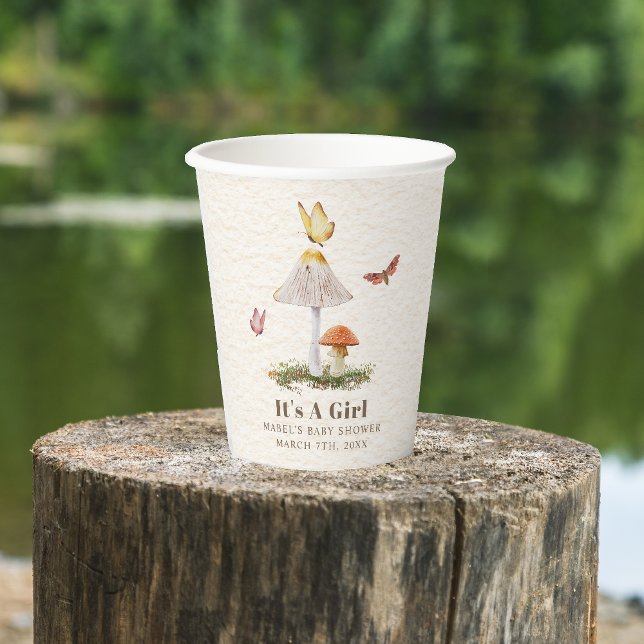 Mushrooms & Butterflies Girl Baby Shower Paper Cups (Creator Uploaded)