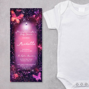 Mushrooms Butterfly Enchanted Forest Scroll Baby Invitation