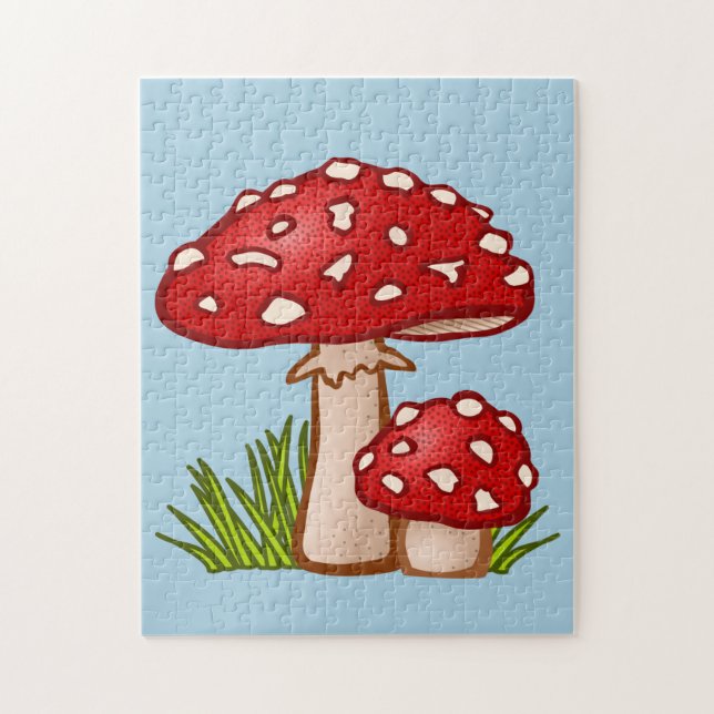 MUSHROOMS COLORFUL RED JIGSAW PUZZLE (Vertical)